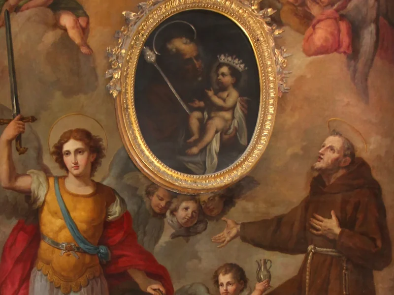 1749-Angelo Ricci - Ii ss. Michele e Francesco con san Giuseppe e il bambino di Benedetto Luti